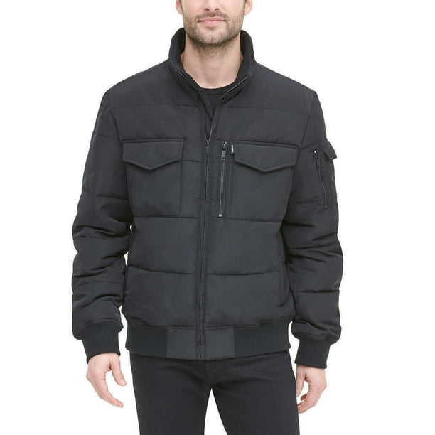 DKNY Mens Quilted Performance Hooded Bomber Jacket DKNY Mens Quilted Performance Hooded Bomber Jacket